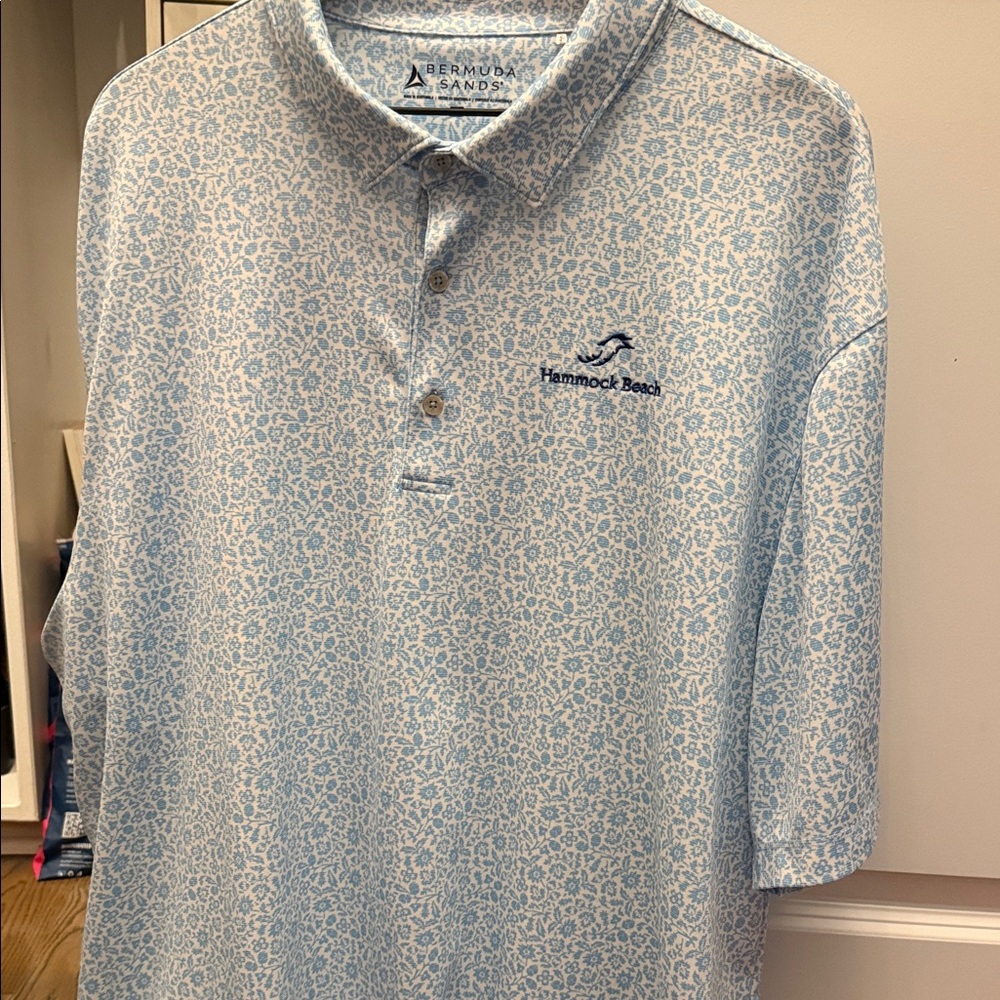 Light Blue Patterned Men's Polo Shirt